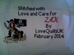 Cross stitch square for Zak H's quilt
