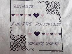 Cross stitch square for Isla J's quilt