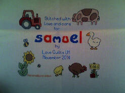 Cross stitch square for Samuel P's quilt
