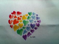 Cross stitch square for (Emergency Quilt) Hearts's quilt