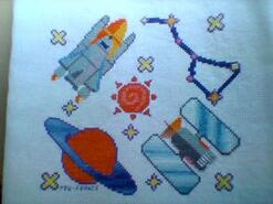 Cross stitch square for (QUILTED) Space Yvonne Q's quilt