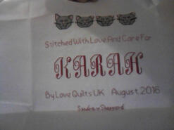 Cross stitch square for Karah C's quilt