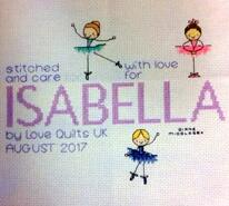 Cross stitch square for Isabella D's quilt