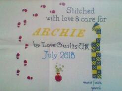 Cross stitch square for Archie M's quilt