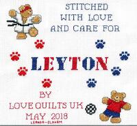 Cross stitch square for Leyton E's quilt