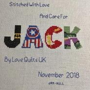 Cross stitch square for Jack's quilt
