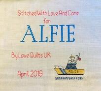 Cross stitch square for Alfie P's quilt