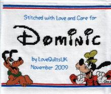 Cross stitch square for Dominic F's quilt