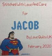 Cross stitch square for Jacob M's quilt