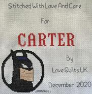 Cross stitch square for Carter G's quilt