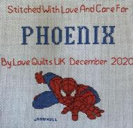 Cross stitch square for Phoenix T's quilt