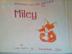 Cross stitch square for Miley D's quilt
