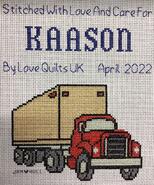 Cross stitch square for Kaason's quilt