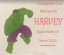 Cross stitch square for Harvey K's quilt