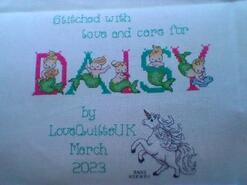 Cross stitch square for Daisy G's quilt