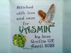 Cross stitch square for Yasmin's quilt