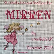 Cross stitch square for Mirren H's quilt