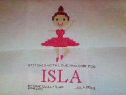 Cross stitch square for Isla A's quilt