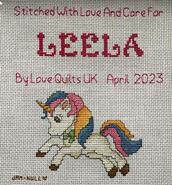 Cross stitch square for Leela B's quilt