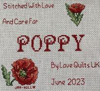 Cross stitch square for Poppy P's quilt