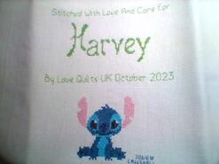 Cross stitch square for Harvey D's quilt