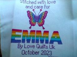 Cross stitch square for Emma K's quilt