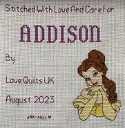 Cross stitch square for Addison F's quilt