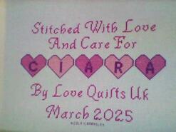 Cross stitch square for Ciara's quilt