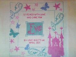Cross stitch square for Evie G's quilt