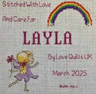 Cross stitch square for Layla E's quilt