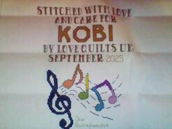 Cross stitch square for Kobi M's quilt