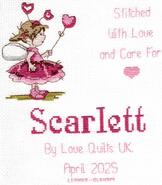 Cross stitch square for Scarlett W's quilt