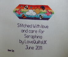 Cross stitch square for Seraphina's quilt