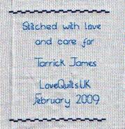 Cross stitch square for TJ's quilt
