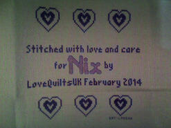 Cross stitch square for Nix L's quilt