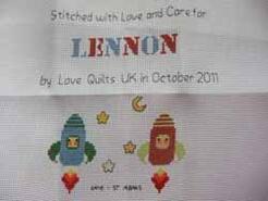 Cross stitch square for Lennon S's quilt