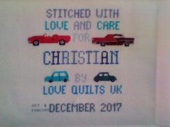 Cross stitch square for Christian's quilt