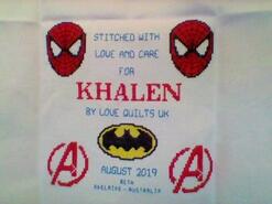 Cross stitch square for Khalen S's quilt