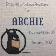 Cross stitch square for Archie P's quilt