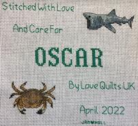 Cross stitch square for Oscar S's quilt