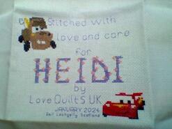 Cross stitch square for Heidi C's quilt