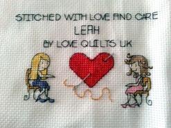 Cross stitch square for Leah W's quilt