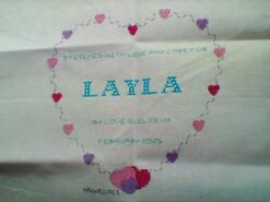 Cross stitch square for Layla H's quilt