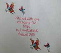 Cross stitch square for Rhea T's quilt