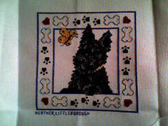 Cross stitch square for Teddy T's quilt