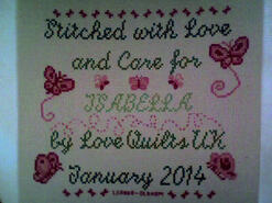 Cross stitch square for Isabella S's quilt