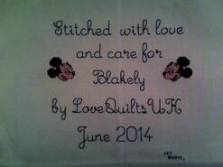 Cross stitch square for Blakely A's quilt
