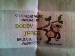 Cross stitch square for Bobby James R's quilt