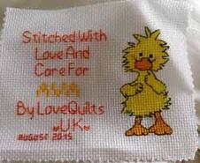 Cross stitch square for Ava M's quilt