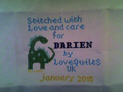 Cross stitch square for Darien G's quilt